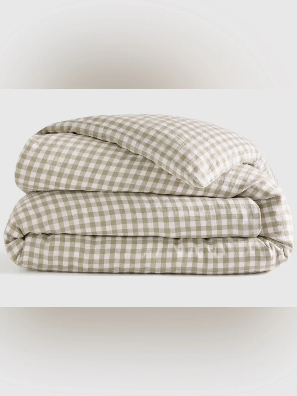 NWOT Quince European Linen Gingham 1 Piece Duvet Cover, Full/Queen (Willowleaf)